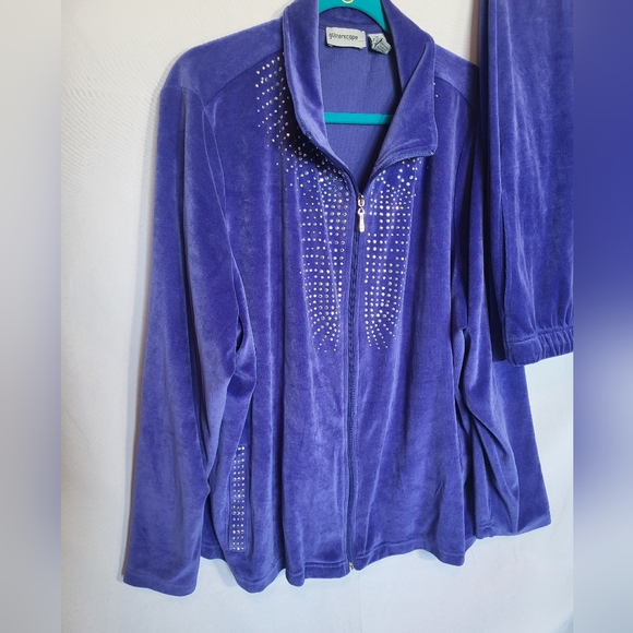 VTG 90s Glitterscope Purple & Rhinestone Valour Tracksuit Womens Plus Size 3x - Picture 3 of 11